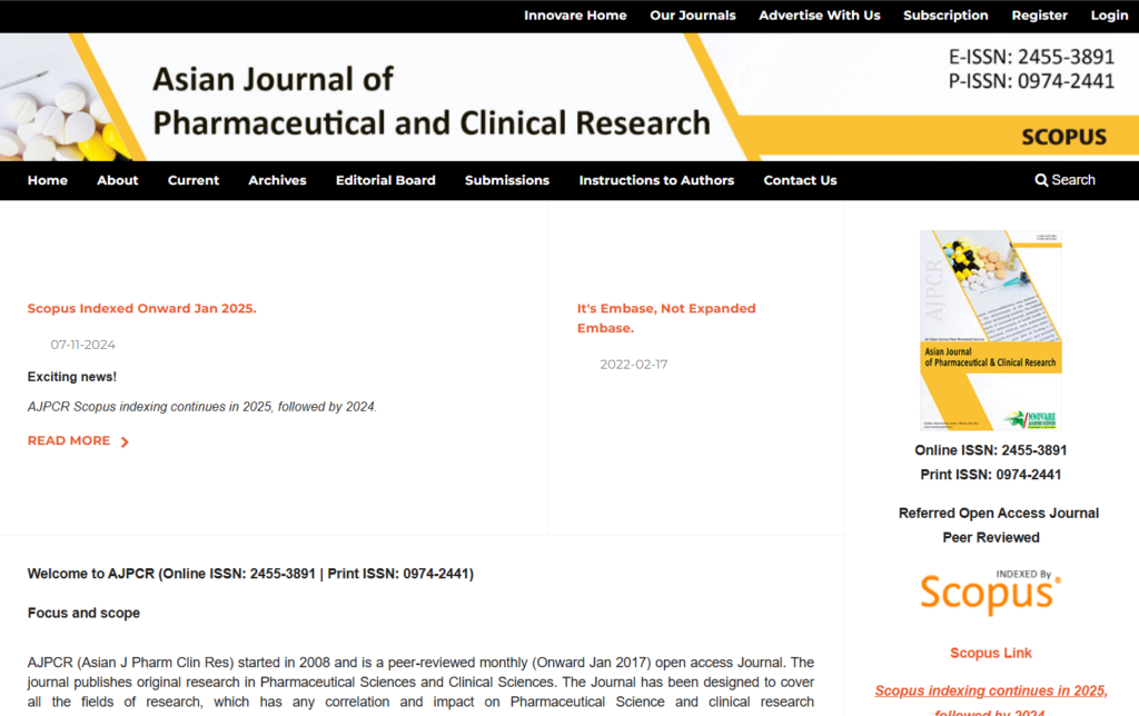 Asian Journal of Pharmaceutical and Clinical Research