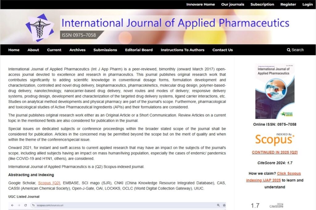 International Journal of Applied Pharmaceutics